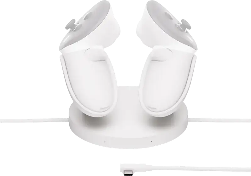 Meta Quest Compact Charging Dock for Quest 3 and Quest 3S, Simultaneous Headset and Touch Plus Controller Charging, LED Indicators, Moonstone White