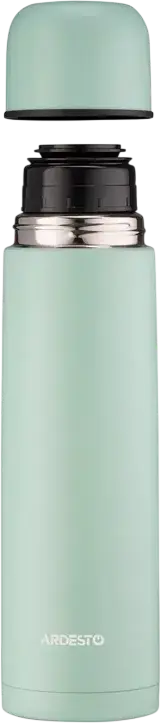 Ardesto AR2610 Bright City Vacuum Flask, 1L, Stainless Steel 18/10, Green, Hot 12h / Cold 24h, with Cup Lid