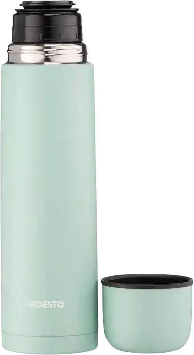 Ardesto AR2610 Bright City Vacuum Flask, 1L, Stainless Steel 18/10, Green, Hot 12h / Cold 24h, with Cup Lid