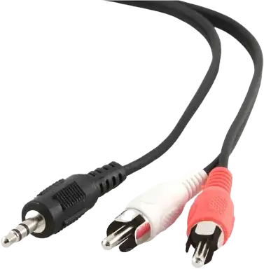 Аудио-адаптер Cablexpert CCA-458 кабель 3.5мм 3-pin папа на 2x RCA папа аналоговый интерфейс 0.2м черный