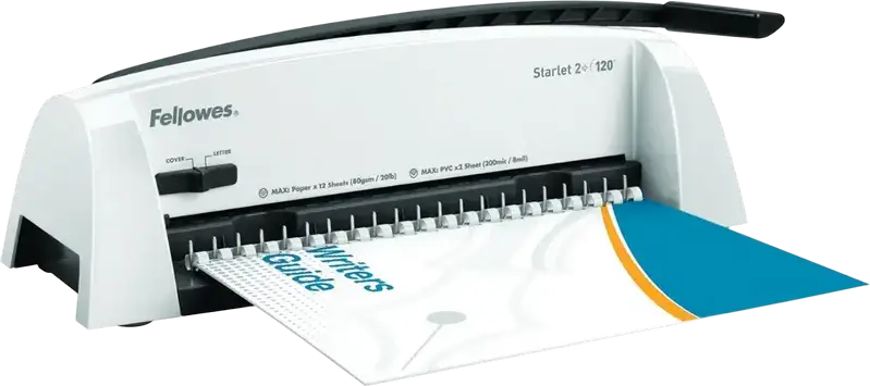 Fellowes Starlet 2+ 120 Comb Binding Machine, A4, 12-Sheet Punch Capacity, 120-Sheet Binding Capacity, 16mm Max Comb, White