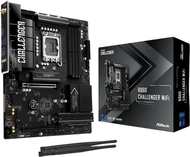 ASRock B860 Challenger WiFi ATX Motherboard LGA1851 Intel B860 DDR5 8666+MHz PCIe 5.0 WiFi 7 Bluetooth 2.5G LAN M.2 Gen5 for Intel Core Ultra Series 2