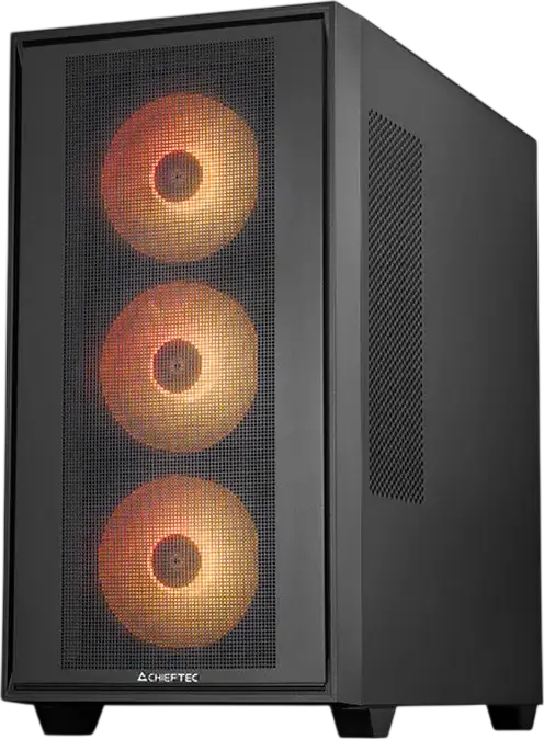 Chieftec Hunter 3 GS-03B-OP Midi-Tower PC Case, Black, Tempered Glass, E-ATX/ATX/M-ATX/ITX, 4x ARGB Fans, USB-C 3.2 Gen 2, Support for Rear-Connector MB