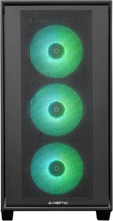 Chieftec Hunter 3 GS-03B-OP Midi-Tower PC Case, Black, Tempered Glass, E-ATX/ATX/M-ATX/ITX, 4x ARGB Fans, USB-C 3.2 Gen 2, Support for Rear-Connector MB
