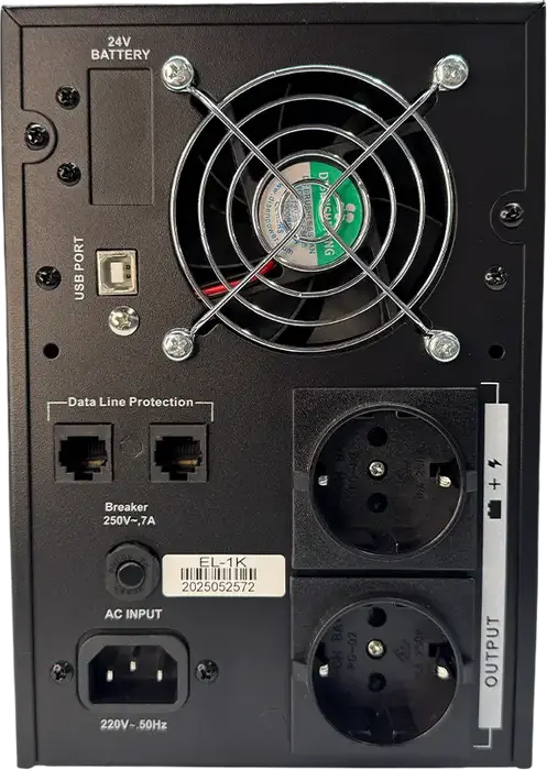 Ultra Power EL-1K UPS 1000VA/700W Pure Sine Wave Tower Uninterruptible Power Supply with LCD Display, 2x Schuko Sockets, USB and Data Line Protection