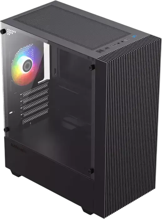Gamemax Edge (6650) Micro-ATX Mini Tower Case, Tempered Glass Side Panel, Supports M-ATX/ITX, 5x 2.5" SSD/3x 3.5" HDD, RGB Rear Fan, Black