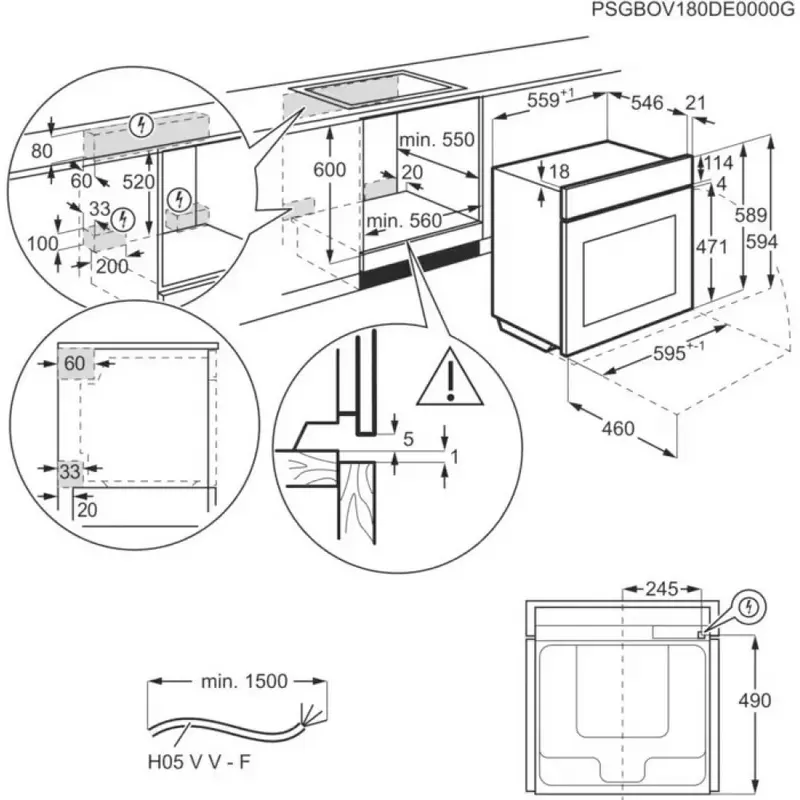 AEG OS6CB531AB 6000 Series Built-in Electric Oven, 71L, A+ Energy Class, SenseCook, Food Sensor, WiFi, Catalytic Cleaning, Black