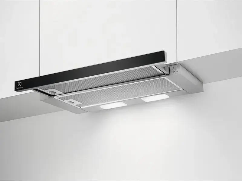Electrolux LFP326 Integrated Telescopic Hood, 60 cm, Gray, 410 m3/h Max Extraction, 3 Speed Settings, LED Lighting, Energy Class C