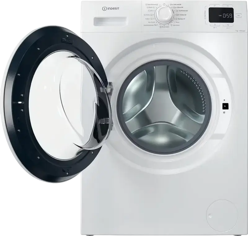 Indesit IM 864 MY Front-Loading Washing Machine, 8kg Capacity, 1400 rpm Spin, Energy Class A, Steam Cleaning, LED Display, White