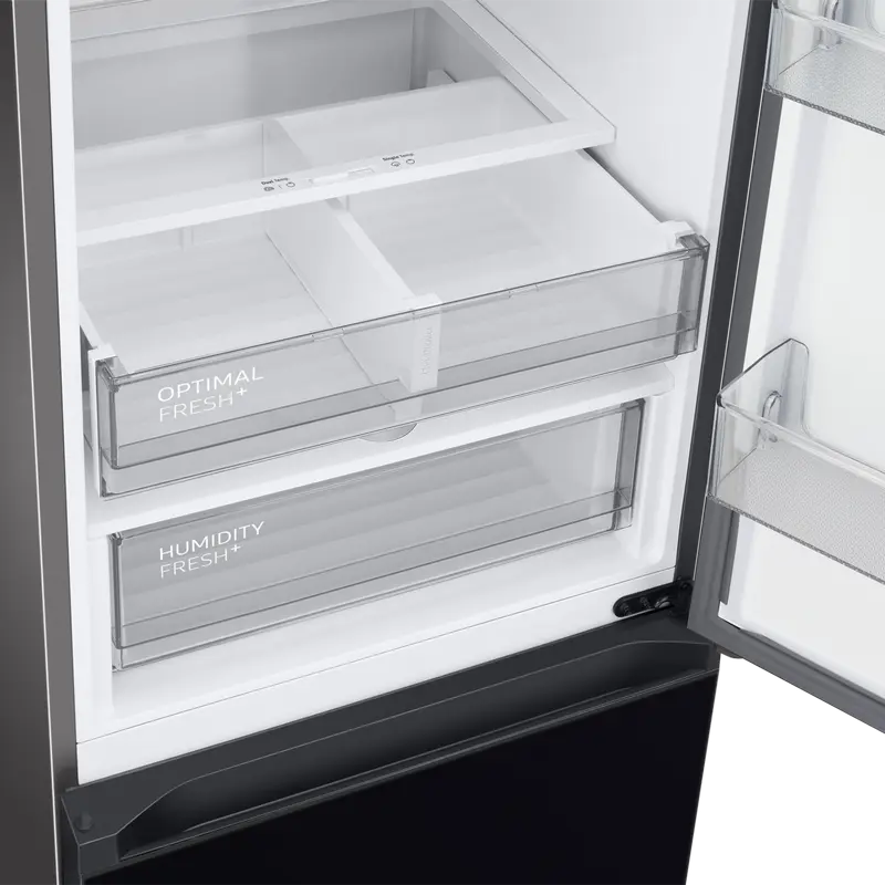 Холодильник Samsung Bespoke AI RB38C7B6D22/EF, No Frost, SpaceMax, Digital Inverter, 390 л, черный, класс энергопотребления D, SmartThings, 203x59.5x65.8 см