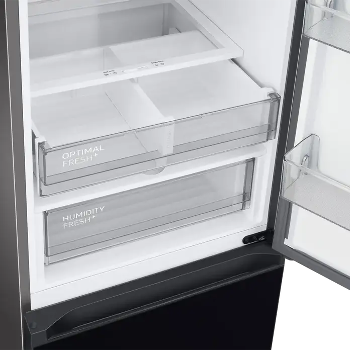 Холодильник Samsung Bespoke AI RB38C7B6D22/EF, No Frost, SpaceMax, Digital Inverter, 390 л, черный, класс энергопотребления D, SmartThings, 203x59.5x65.8 см