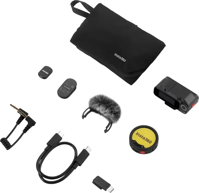 Insta360 Mic Pro Wireless Microphone System, 1 TX + 1 RX, 32-bit Float Internal Recording, 400m Range, AI Noise Canceling, 32GB Memory, Black