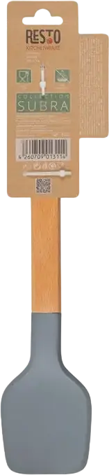 Resto Subra 94203 Kitchen Spatula Turner, PBT Plastic Head, Beech Wood Handle, Heat Resistant to 210°C, 31.3 x 7 cm, Grey