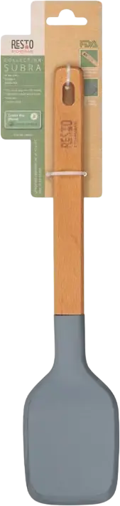 Resto Subra 94203 Kitchen Spatula Turner, PBT Plastic Head, Beech Wood Handle, Heat Resistant to 210°C, 31.3 x 7 cm, Grey