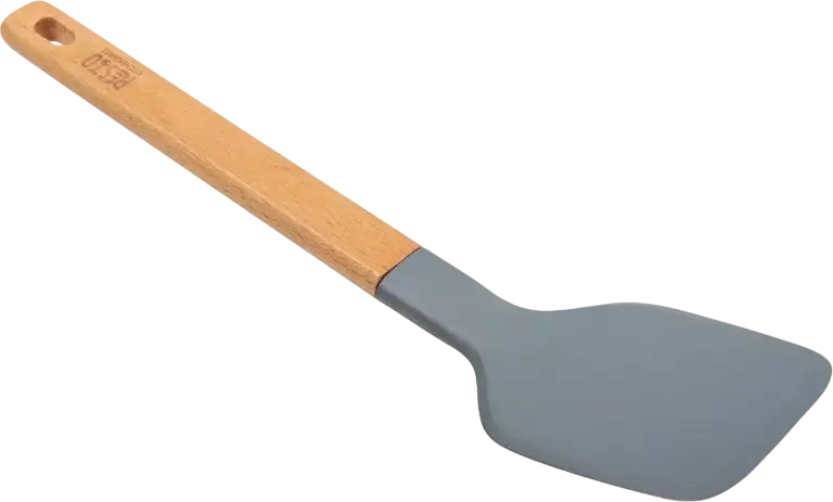 Resto Subra 94203 Kitchen Spatula Turner, PBT Plastic Head, Beech Wood Handle, Heat Resistant to 210°C, 31.3 x 7 cm, Grey