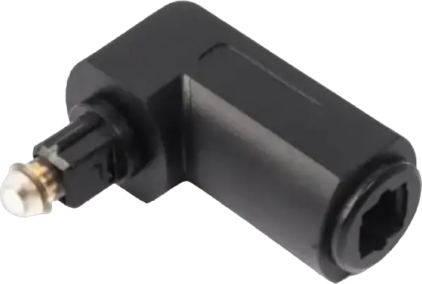 Cablexpert A-OPTL-01 Right-Angle Toslink Optical Audio Cable Adapter, Gold-Plated Connectors, Black