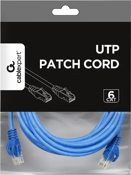Cablexpert PP6U-3M Cat6 UTP Network Patch Cable, 3m, Blue, RJ45 Connectors, 250 MHz, CCA Conductor, PVC Insulation, TIA/EIA-568B Standard