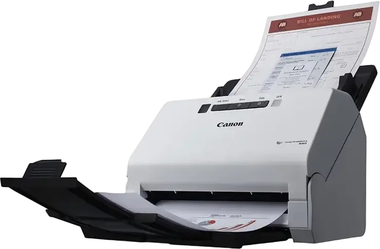 Canon imageFORMULA R40 Desktop Sheet Fed Scanner, ADF Duplex, 40ppm/80ipm, 600 dpi, 60-Sheet Feeder, USB 2.0, White