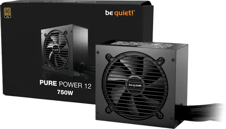 Блок питания be quiet! Pure Power 12 750W, ATX 3.1, PCIe 5.1 (12V-2x6), сертификация 80 PLUS Gold, немодульный, черный, BP003EU