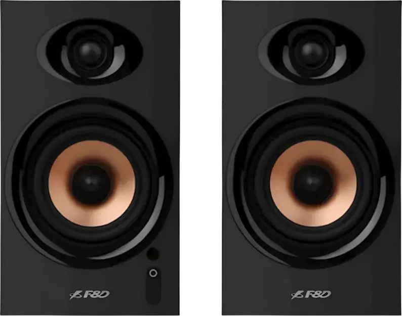 F&D R23BT 2.0 CH Multimedia Computer Speakers, 40W RMS, Bluetooth 5.0, Optical S/PDIF, AUX, USB, MDF Wood Bookshelf Design, Black, Remote Control