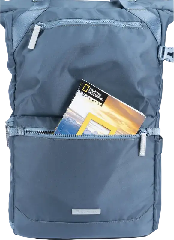 Vanguard VEO FLEX 43M Camera Backpack, Nylon, for DSLR/Mirrorless, 9.7" Tablet Pocket, Top/Side/Rear Access, Rain Cover, Blue