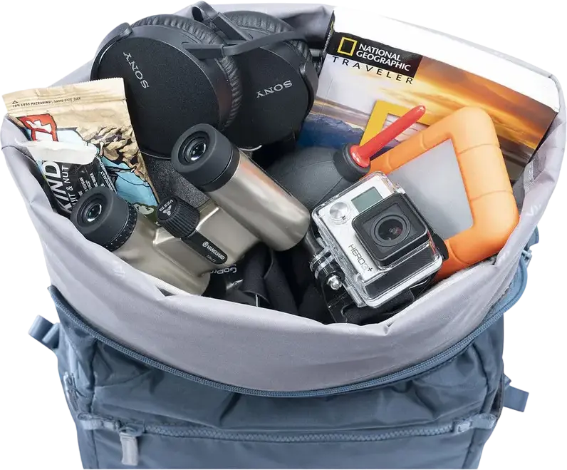 Vanguard VEO FLEX 43M Camera Backpack, Nylon, for DSLR/Mirrorless, 9.7" Tablet Pocket, Top/Side/Rear Access, Rain Cover, Blue