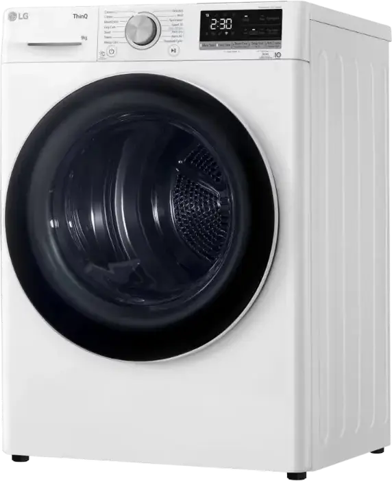 LG RH90V9AV4N Heat Pump Condenser Clothes Dryer, 9kg Capacity, Energy Class A+++, ThinQ Technology, LED Display, White and Black, 12 Programs
