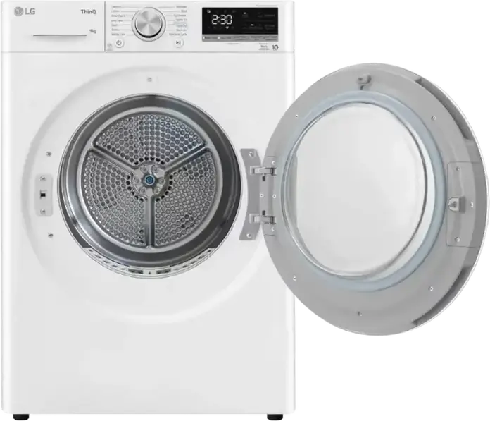 LG RH90V9AV4N Heat Pump Condenser Clothes Dryer, 9kg Capacity, Energy Class A+++, ThinQ Technology, LED Display, White and Black, 12 Programs