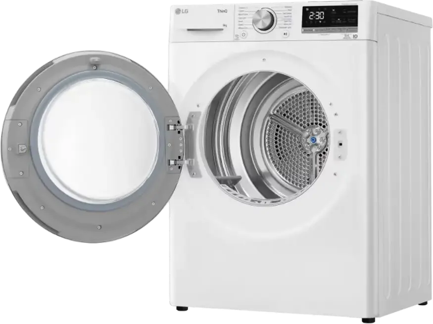 LG RH90V9AV4N Heat Pump Condenser Clothes Dryer, 9kg Capacity, Energy Class A+++, ThinQ Technology, LED Display, White and Black, 12 Programs
