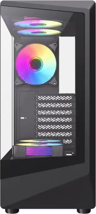 Gamemax Vista COC AB Midi-Tower Case, 262 Degree Panoramic Tempered Glass, 6x 120mm ARGB and COC Turbo Fans, ATX/M-ATX/ITX, Black