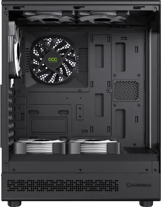 Gamemax Vista COC AB Midi-Tower Case, 262 Degree Panoramic Tempered Glass, 6x 120mm ARGB and COC Turbo Fans, ATX/M-ATX/ITX, Black