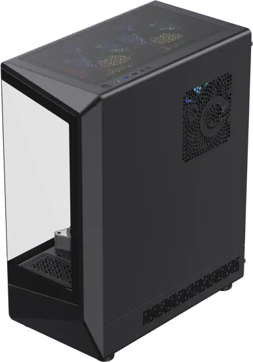 Gamemax Vista COC AB Midi-Tower Case, 262 Degree Panoramic Tempered Glass, 6x 120mm ARGB and COC Turbo Fans, ATX/M-ATX/ITX, Black