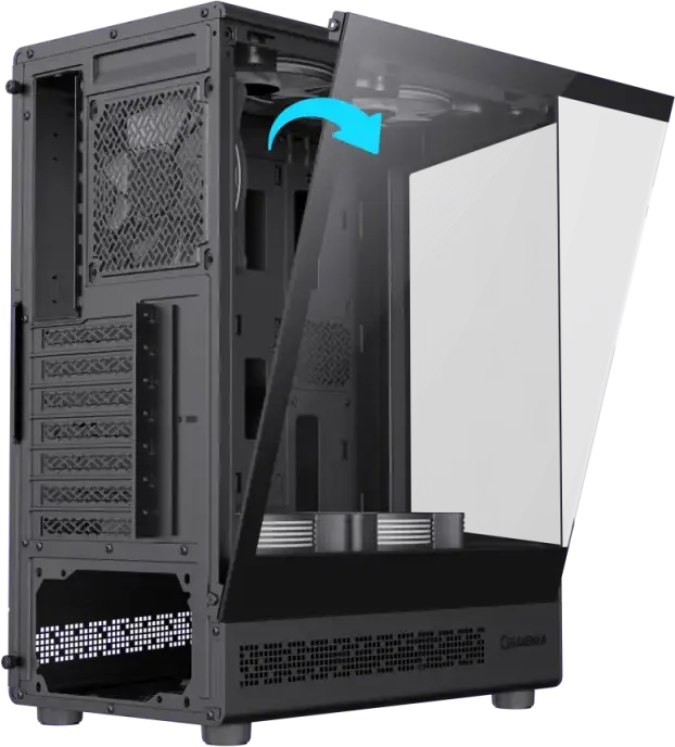 Gamemax Vista COC AB Midi-Tower Case, 262 Degree Panoramic Tempered Glass, 6x 120mm ARGB and COC Turbo Fans, ATX/M-ATX/ITX, Black