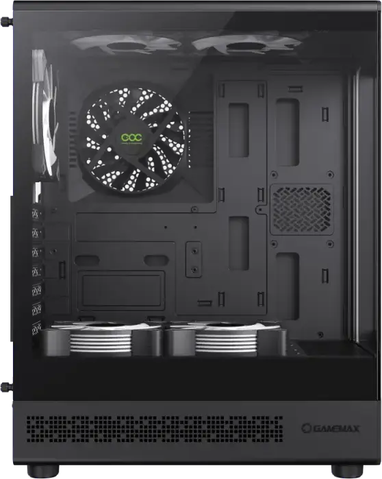 Gamemax Vista COC AB Midi-Tower Case, 262 Degree Panoramic Tempered Glass, 6x 120mm ARGB and COC Turbo Fans, ATX/M-ATX/ITX, Black