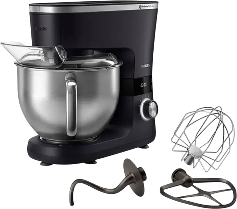 Philips HR7962/01 Series 7000 Kitchen Machine, 1000W, 5.5L Stainless Steel Bowl, ProKnead Technology, LED Display, Black