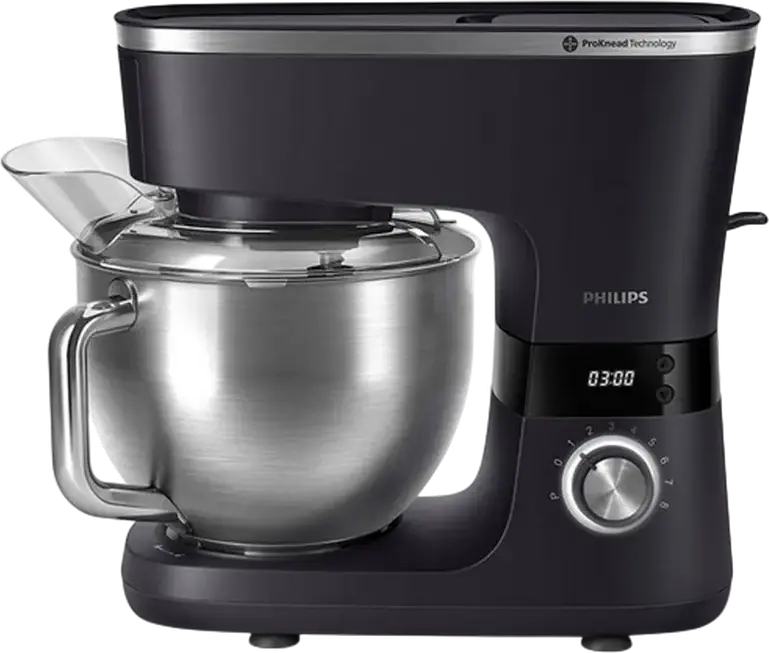 Philips HR7962/01 Series 7000 Kitchen Machine, 1000W, 5.5L Stainless Steel Bowl, ProKnead Technology, LED Display, Black