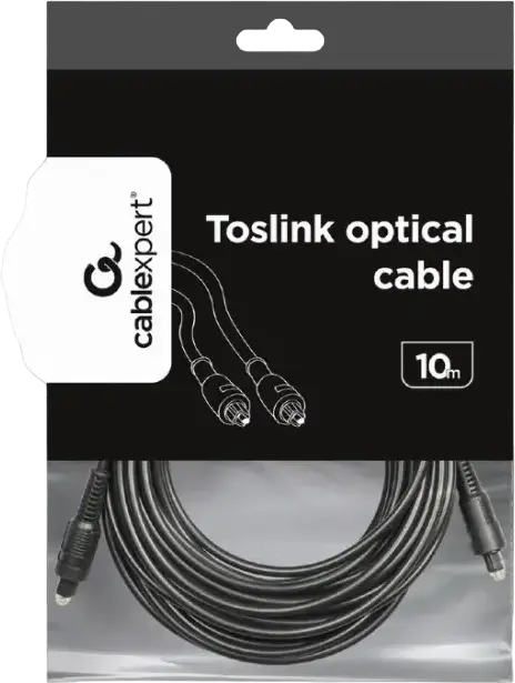 Cablexpert CC-OPT-10M Optical Audio Cable, S/P-DIF Toslink to Toslink, Gold-Plated Connectors, 10m, Black