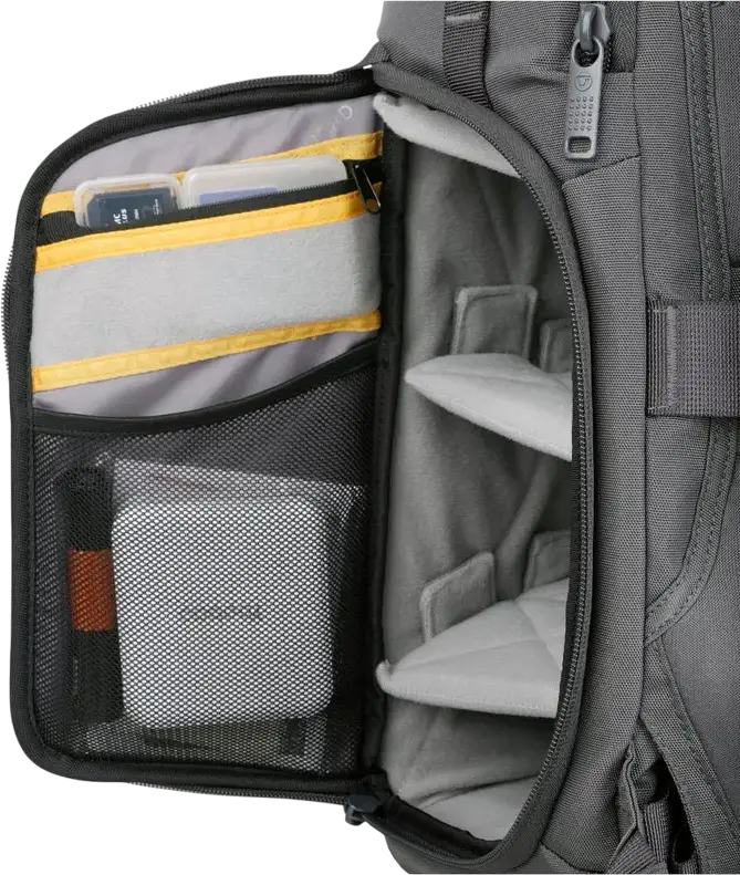 Vanguard VEO Adaptor S46 Camera Backpack, Grey, 18L Waterproof Bag for DSLR/Mirrorless, 15-inch Laptop Compartment, Side & Rear Access, Tripod Carry System