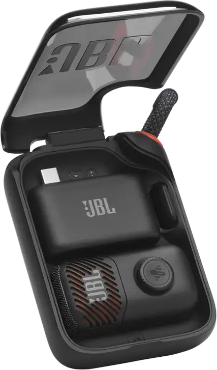JBL EasySing Mic Mini Portable Condenser Microphone, Cardioid, Bluetooth & 2.4 GHz Wireless, AI Vocal Removal, USB-C, 6h Battery, Black