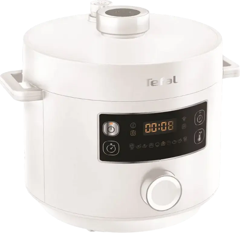 Tefal Turbo Cuisine CY754130 Multicooker, 1090W, 5L Ceramic Non-stick Bowl, 21 Programs, Pressure Cooker and Steamer, White