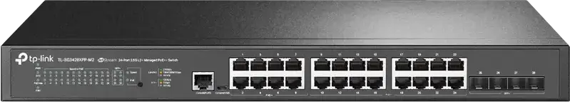 TP-Link SG3428XPP-M2 JetStream Omada L2+ Managed PoE Switch, 24x 2.5Gbps RJ45, 4x 10Gbps SFP+, 500W PoE Budget, 802.3bt/at, Rack-mountable Steel