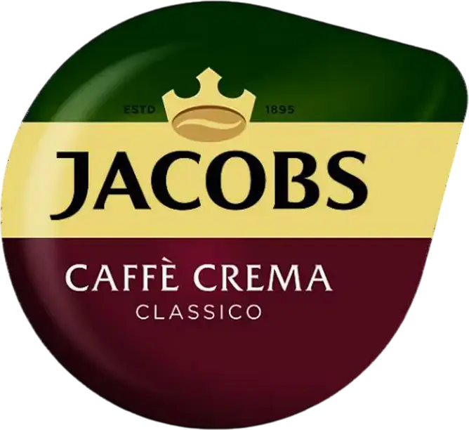 Кофейные капсулы Jacobs Tassimo Caffe Crema Classico, T-Discs для кофемашин Tassimo, сбалансированный обжаренный вкус, интенсивность 6, стандартная чашка 150мл