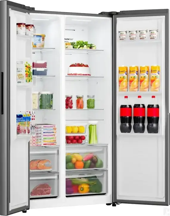 Gorenje NRS917E41X Side-by-Side Refrigerator, No Frost Plus, Inverter Compressor, 544L Capacity, MultiFlow 360, LED Touch Display, Stainless Steel