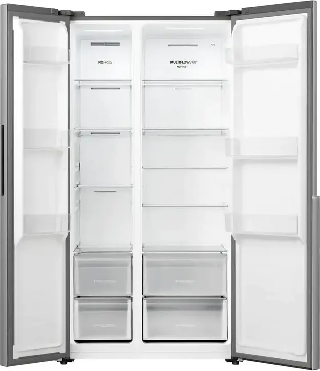 Gorenje NRS917E41X Side-by-Side Refrigerator, No Frost Plus, Inverter Compressor, 544L Capacity, MultiFlow 360, LED Touch Display, Stainless Steel