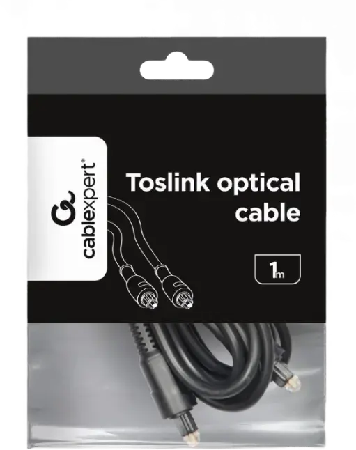 Cablexpert CC-OPT-1M Optical Audio Cable, S/P-DIF Toslink Male to Male, Gold-Plated Connectors, 1 Meter, Black