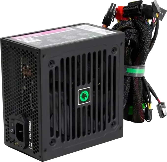 Gamemax GE-600 ECO Gamer 600W Power Supply, 80 Plus Efficiency, Active PFC, ATX Form Factor, 120mm Silent Fan, Black Mesh Cables