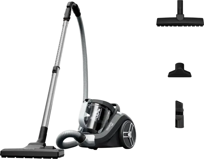 Rowenta Compact Power XXL RO4B36EA Bagless Cylinder Vacuum Cleaner, 750W, 900W Suction Power, 2.5L Dust Container, HEPA Filter, Black/Grey