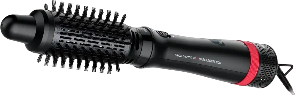 Rowenta CF635LF0 x Karl Lagerfeld Express Style 5-in-1 Hot Air Brush Hair Dryer, 800W, Keratin & Glow Coating, Ionization, 3 Temp/Air Settings, Black