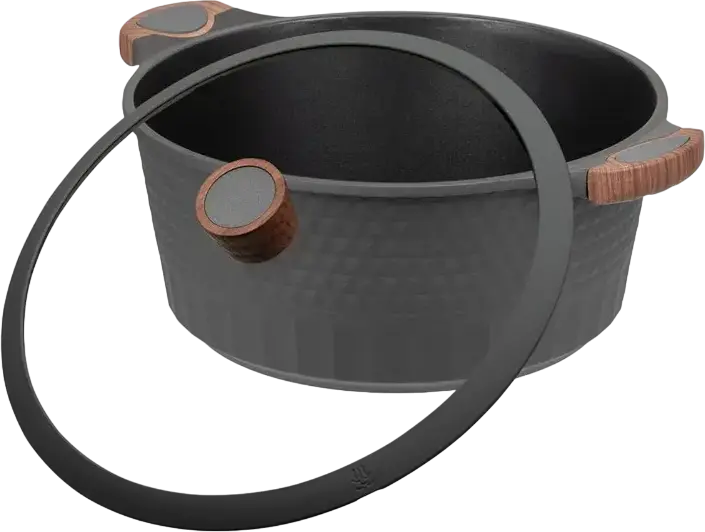 RESTO 93508 Capella Non-Stick Aluminum Pot with Glass Lid, PFLUON Coating, Grey, 32 cm Diameter, 9.7 L Volume