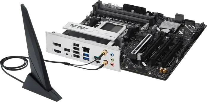 Материнская плата ASUS B850M MAX GAMING WIFI AM5 AMD B850 Micro-ATX, DDR5 8000+ MT/s, PCIe 5.0, 3x M.2, Wi-Fi 6, Bluetooth 5.4, для Ryzen 9000/8000/7000